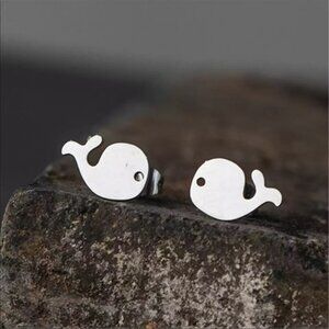 Stainless Steel Whales 🐳 Stud Earrings